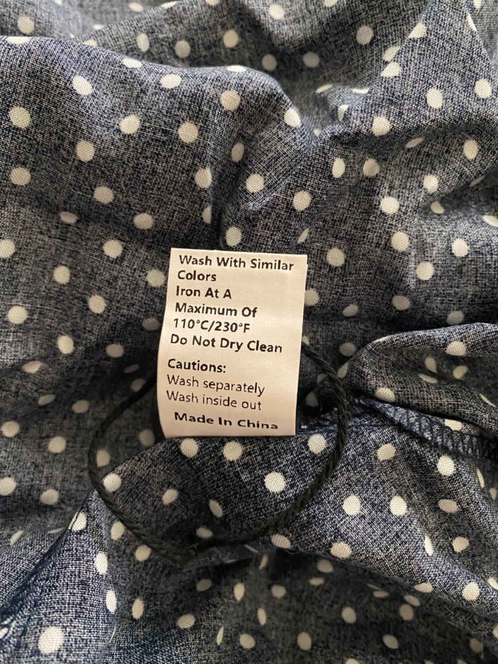 Commense Polka Dot Lace-Trim Dress Blue in Size Large - Picture 8 of 9
